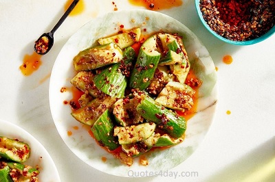  Crispy cucumbers with Chili ketchup